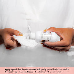 Physicians Formula remover swatch highlights fragrance-free, soothing cleansing for delicate eyelids.