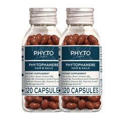 PHYTO Phytophanère bottle pour promotes daily hair and nail vitality.