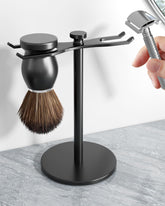 Pickpiff safety razor stand with black base keeps razors organized and accessible.