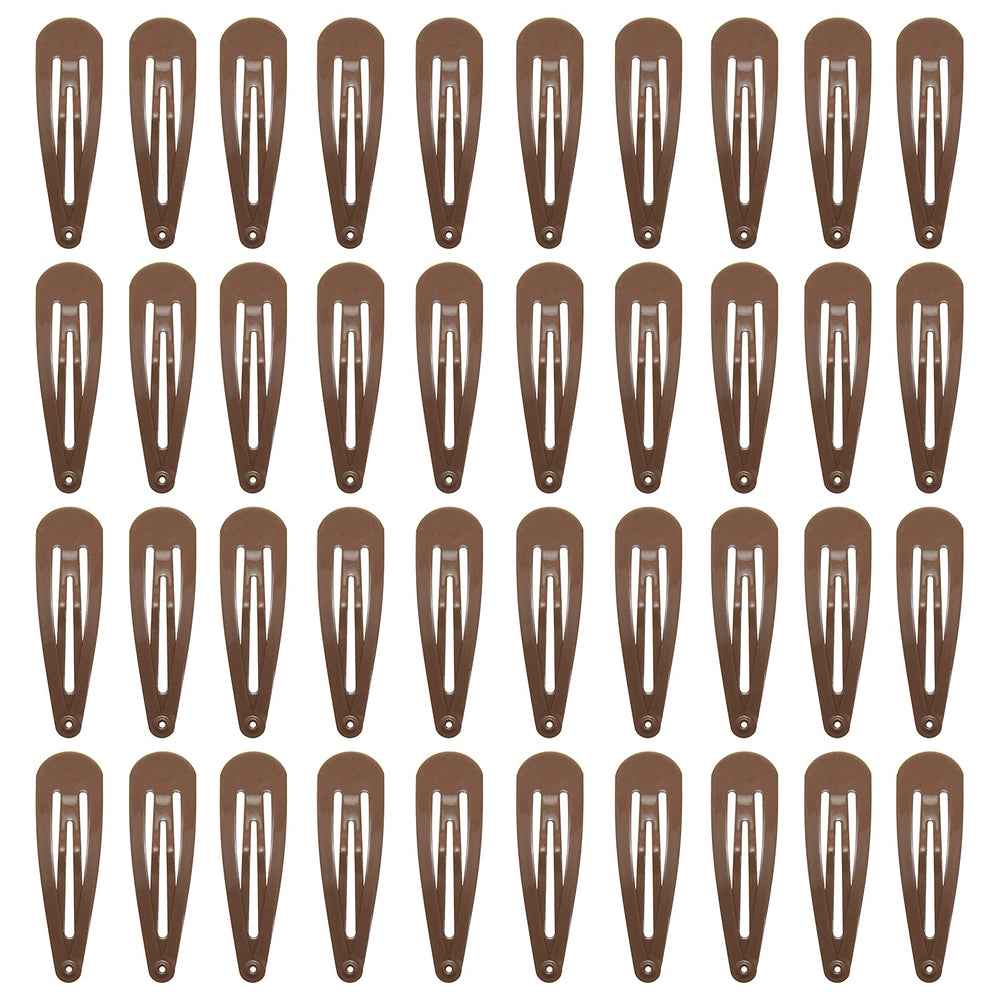 PIDOUDOU 40-count brown metal snap hair clips for secure daily styling.
