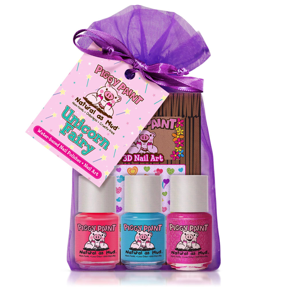 Piggy Paint set Unicornio Hada: diversión segura con tres esmaltes y arte 3D.