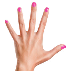 Piggy Paint LOL muestra uña neon magenta, color vibrante en tiempo real.
