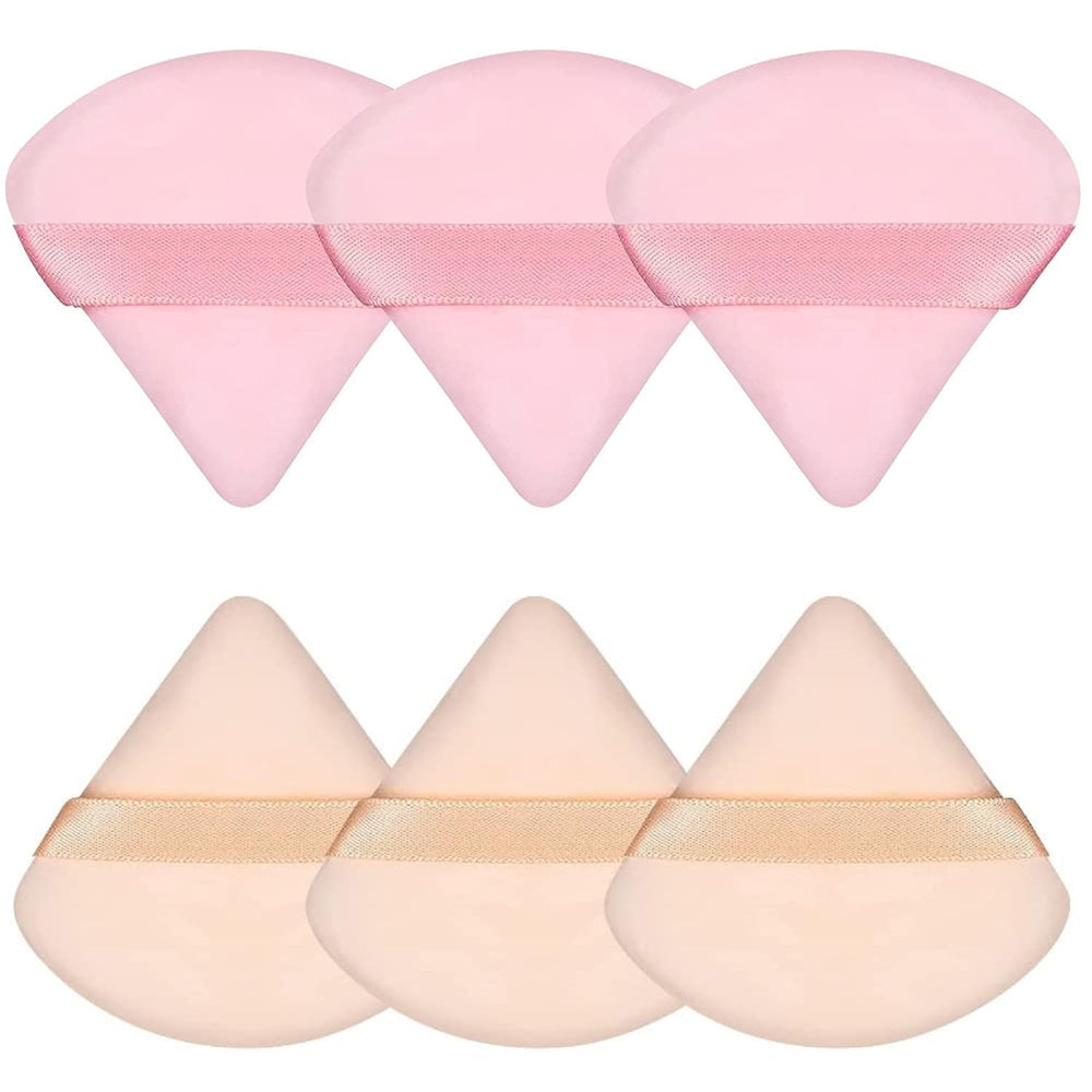 Pimoys 6-piece triangle powder puff set with velour texture and strap