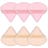 Pimoys 6-piece triangle powder puff set with velour texture and strap