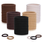 Pimoys elastic hair ties pack 100 neutral, seamless design for gentle, secure ponytails.