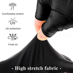 Guantes UV Pimoys, diseño dedo libre para manipular herramientas de manicura.