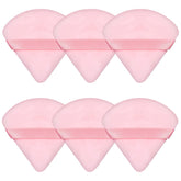Pimoys powder puff set showing triangle and round shapes for precise foundation application.