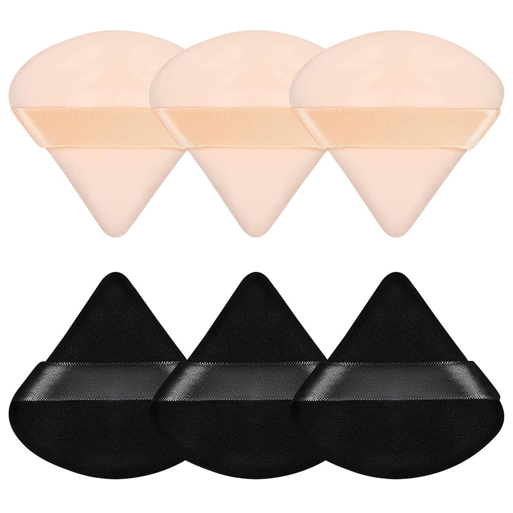 Pimoys six-piece powder puff set in triangle velour for even coverage