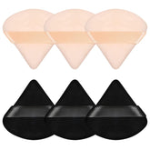 Pimoys six-piece powder puff set in triangle velour for even coverage