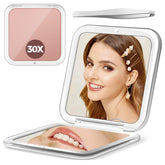PIMPLEGO 30X magnifying mirror front view ideal for brow grooming on the go