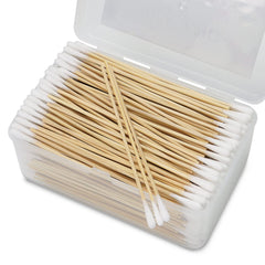 PINGMIC 500Pcs 6-inch cotton swabs in a storage box for easy organization.