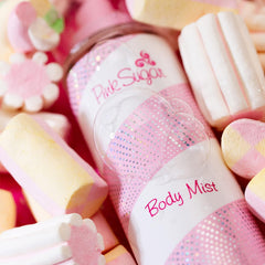 Pink Sugar body mist spray ready for light, sweet fragrance