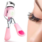 Pinkiou heated eyelash curler front view demonstrates portable curling for quick daily glam.