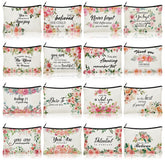 Pinkunn flower canvas makeup bag with zipper for travel organization of cosmetics