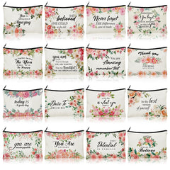 Pinkunn flower canvas makeup bag with zipper for travel organization of cosmetics