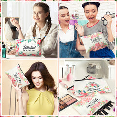 Pinkunn flower canvas makeup bag versatile for cosmetics or small accessories