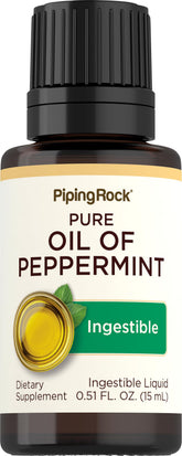 Piping Rock Peppermint Oil bottle with 15 ml dropper for precise dosing.