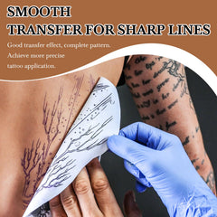 Pjordo stencil transfer with detailed lines on skin for clean outlines