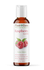 Plant Guru Red Raspberry Seed Oil bottle for pure skin nourishment.