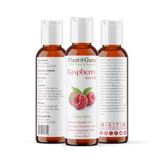 Plant Guru Red Raspberry Seed Oil being poured for hair hydration.