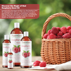 Plant Guru Red Raspberry Seed Oil seeds close-up show nutrients and vitamins.