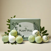 Plantful bath bombs with large shea butter deliver a deeply moisturizing soak.