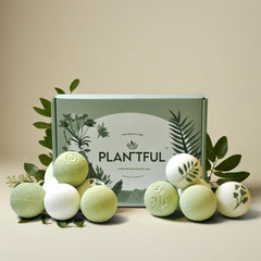 Plantful bath bombs with large shea butter deliver a deeply moisturizing soak.