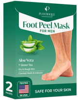 PLANTIFIQUE Foot Peeling Mask 2 Pack packaging for at-home spa treatment.