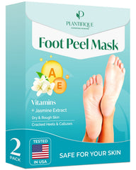 PLANTIFIQUE mascarilla exfoliante para pies Jasmine, pack de dos para suavizar la piel.