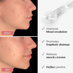 PLANTIFIQUE Rose Quartz gua sha tool close-up highlighting soothing facial massage.