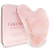 PLANTIFIQUE Rose Quartz Gua Sha Tool for facial contouring and relaxation.