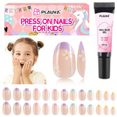 Plauva 26-piece kids nails set for at-home nail art with easy application.