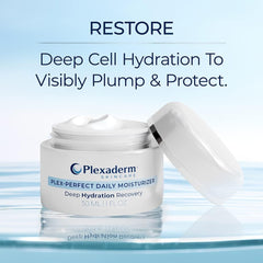 Plexaderm moisturizer ceramides closeup illustrates skin barrier support.