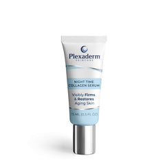Plexaderm Night Time Collagen Serum bottle close-up for firmer, smoother-looking skin.