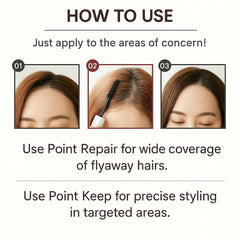 Plus eau Point Repair Stick works on frizz for a smooth, non-greasy finish.