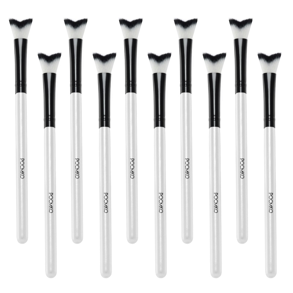 POCMKO curved fluffy lash cleaning brush that fits the eye shape for gentle cleansing.