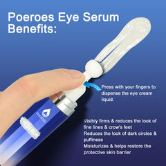 POEROES eye serum roller ball close-up promotes circulation and drainage.