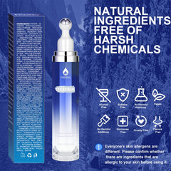 POEROES eye serum texture swirl shows lightweight hydration under eyes.