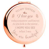 Polzwgck sister birthday gifts compact mirror with rosy finish for on-the-go touch-ups.