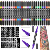 Ponhey markers tatuaje cuerpo 24 colores: diseños temporales vibrantes para la piel