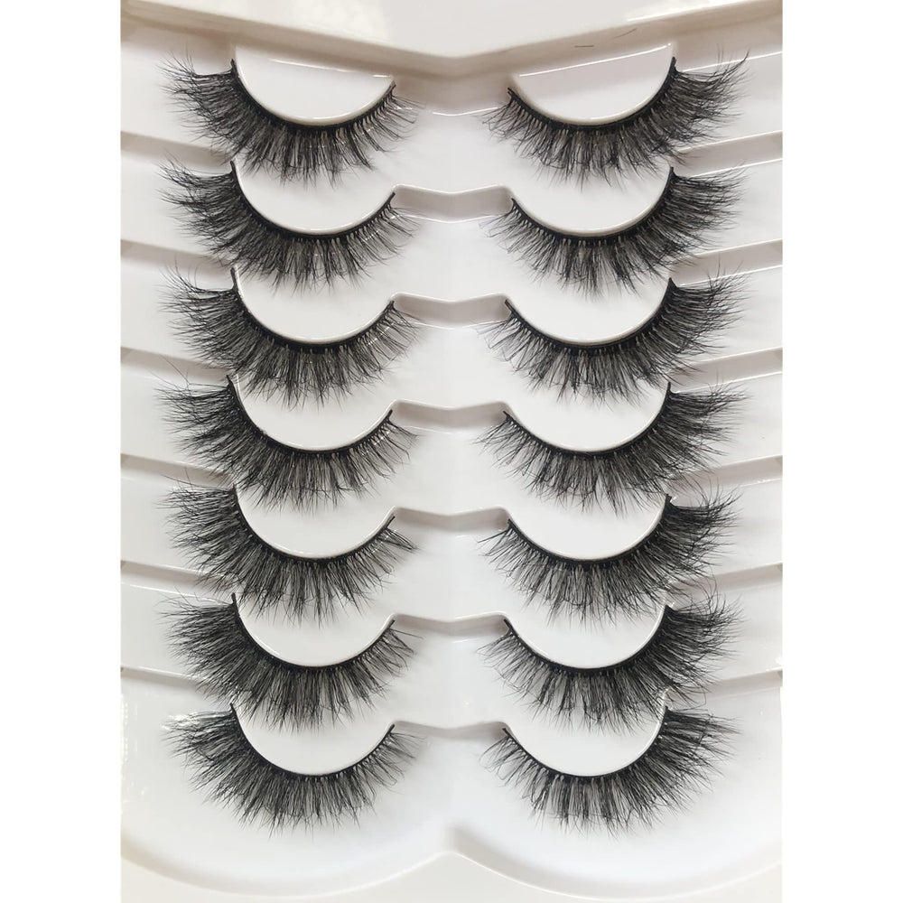 Pooplunch 8D silk lashes natural wispy daily wear for a soft look.