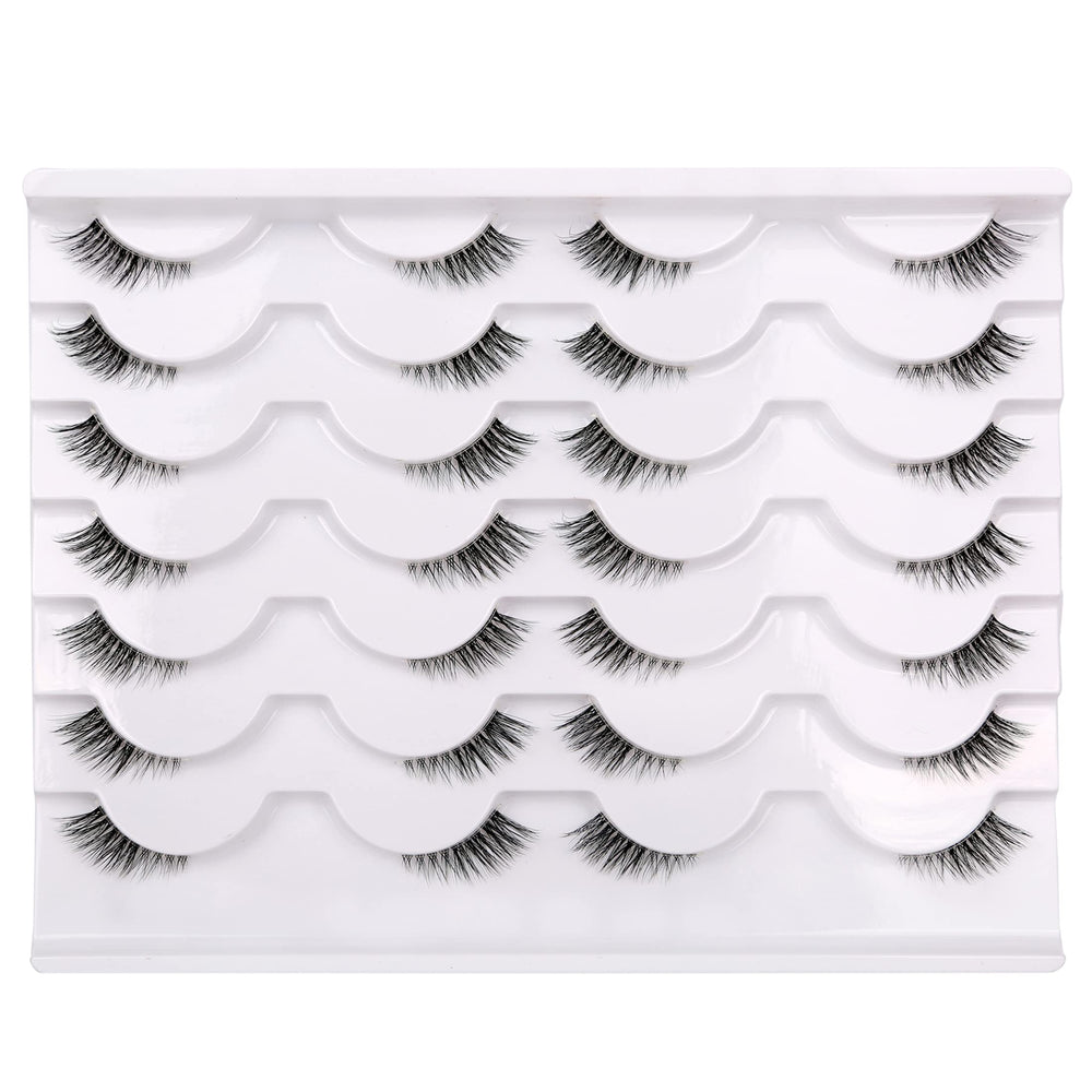 Pooplunch half false eyelashes with clear band for comfortable daily wear.