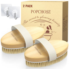 POPCHOSE cepillo corporal en seco con cerdas naturales para exfoliar la piel