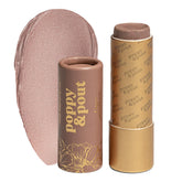 Poppy y Pout Faye tinte labial en tubo cartón, color natural para uso diario.