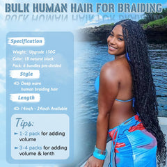 Popway 150g bulk braiding hair close-up, easy to separate for even root-to-tip fullness.