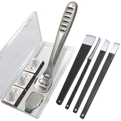 POQOD callus shaver set, overall view, convenient foot care for wet and dry feet.