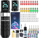 POSEIDON wireless tattoo gun in use for cord-free precision.