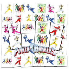 Power Rangers tattoos on perforated sheets, easy party favors for kids.