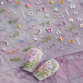 POWPOP flower nail stickers daisy 5D embossing for a realistic floral finish on nails