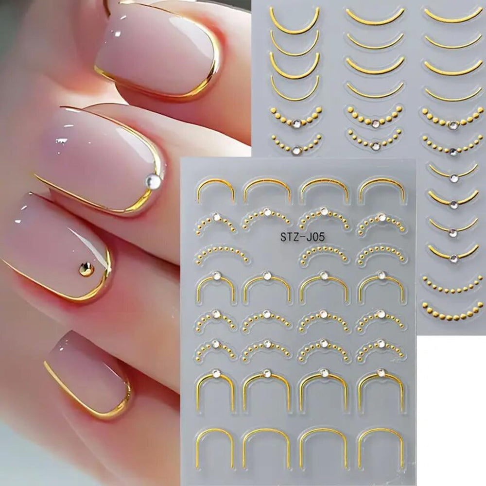 POWPOP French Line embossed stickers for elegant nails and quick application.